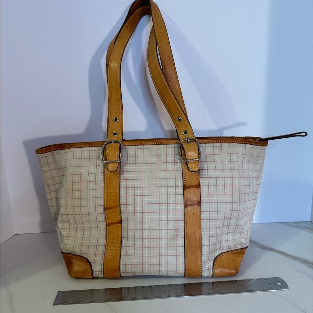 Vintage COACH Hampton 7579  Preppy Plaid Satchel Purse Handbag Tote